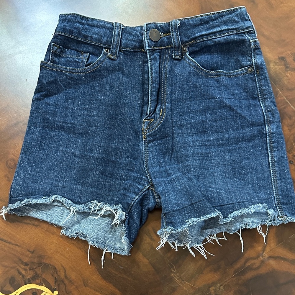 BDG Dark Blue Frayed Jean Shorts